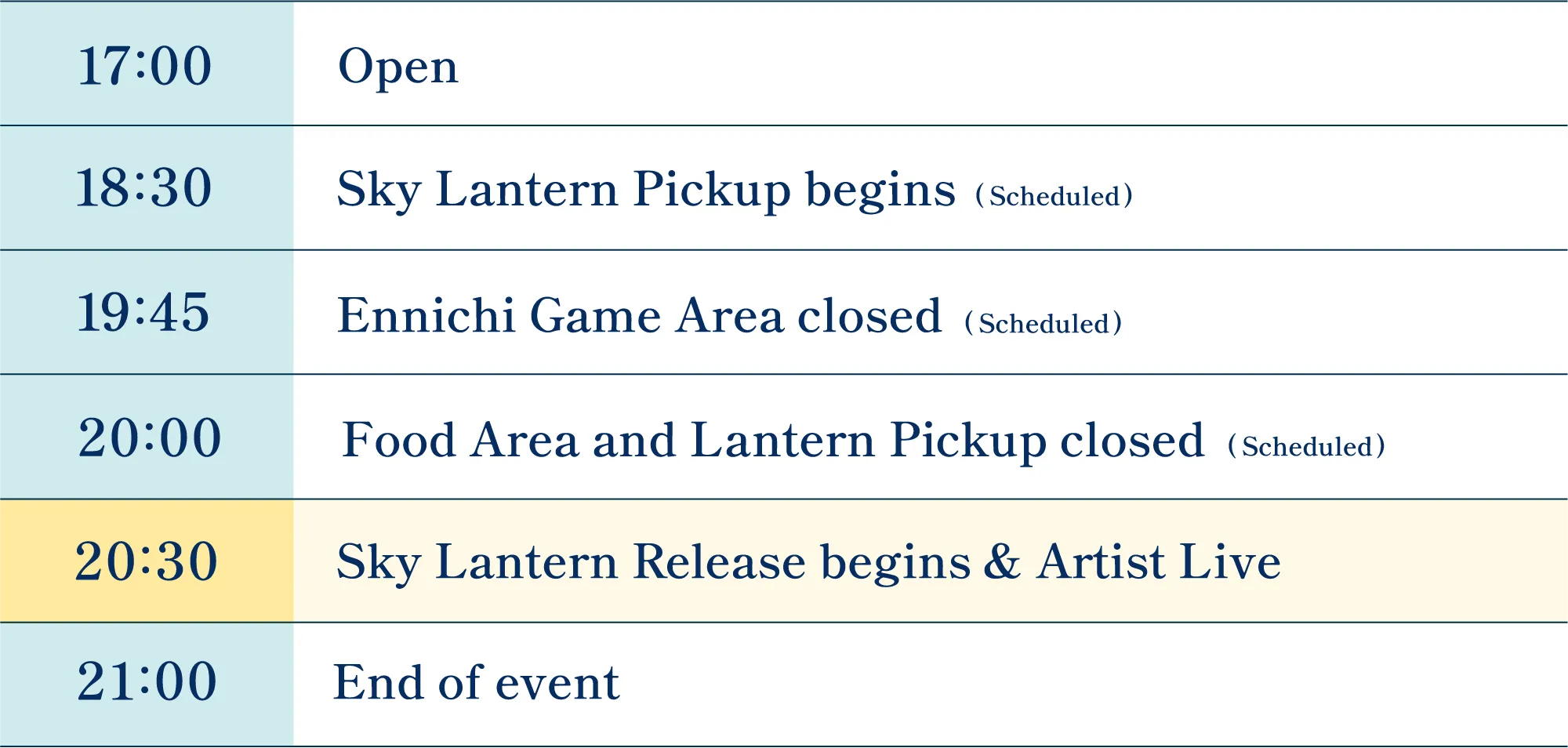 Timetable